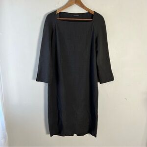 ANNETTE GORTZ Brown Wool Viscose Square Neck Sheath Dress Size 40 Office CAREER